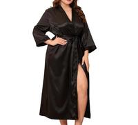 Générique Peignoir De Bain Grande Taille Femme Satin, Longue Jupe Nuit Décontractée, Robe Chambre Sexy Maison Légère, Vêtements Détente Doux Confortable Pyjama