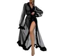Générique Peignoir long transparent pour femme Dentelle, Robe de Nuit Transparente, Cache-Maillot de Bain，tenue de mariée élégante