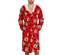 Générique Peignoir personnalisé pour couple avec photo de visage - Robe de chambre douce en polaire pour hommes et femmes - Idée cadeau famille avec peignoirs customisés