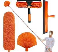 Générique Perche Telescopique Nettoyage Toiture | Kit De Dépoussiérage Haute Portée De De 6m avec Perche d'extension de 4.25m | Plumeau pour Plafond Haut Plumeau en Microfibre à Toile d'araignée