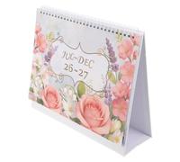 Générique Petit Calendrier de Bureau Debout 2026-2027 en Papier | Disposition Anglaise Claire, Format Compact à Poser, Motif Floral Rose Chic, pour Professionnels et Étudiants