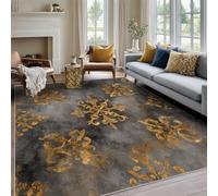 Générique Petit Tapis Chambre Vieilli Vintage 80x150, Tapis à Motif Gris et Doré pour Cuisine, Entrée Interieur, Couloir, Lavable en Machine Doux Antidérapant, Descente de Lit JV270
