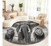 Générique Petit Tapis Rond antidérapant pour Chambre d'enfant, Salle de Jeux, Table Basse, décoration d'intérieur - Motif éléphant - 80 cm
