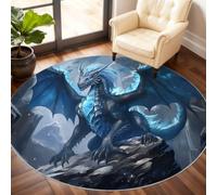 Générique Petit Tapis Rond Lavable Motif Dragon 3D pour Chambre d'enfant, Salle de Jeux, Table Basse, décoration d'intérieur - 90 cm