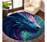 Générique Petit Tapis Rond Lavable Motif Dragon 90 cm pour Chambre d'enfant, Salle de Jeux, Table Basse, décoration d'intérieur