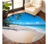 Générique Petit Tapis Rond Lavable pour Chambre d'enfant, Salle de Jeux, Table Basse, décoration d'intérieur - Motif Paysage océanique - 60 cm