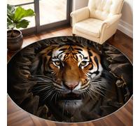 Générique Petit Tapis Rond Lavable pour Chambre d'enfant, Salle de Jeux, Table Basse, décoration d'intérieur - Motif Animaux Sauvages - 100 cm