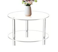 Générique Petite Table Basse Table Centrale à 2 Niveaux | Meuble Moderne Transparent 40x40x42 cm pour Petits Espaces Appartement Balcon