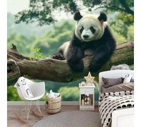 Générique Photo Murale Animaux Pandas Papier Peint Panoramique Tapisserie Intissé Murales Poster Décoration Murale pour chambre bureau adulte enfant - Forêt Verte 200 x 140 cm