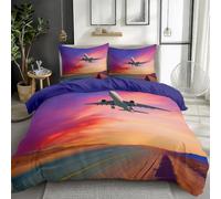 Générique Photographie Avion Housse de Couette 220 x 240 cm Rose Violet | Naturellement Les Avions Parures de Lit Enfants Douce Housse de Couette Impression 3D, Durable Résistante à la Décoloration