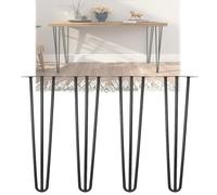 Générique Pieds de Table en Industriels Metal Épingle à Cheveux 3 Barres | Pieds de Meubles Noir avec Accessoires de Montage, Pied de Support pour Bureau Haut Canapés Table de Snack(66cm/26in)