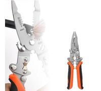 Générique Pince à dénuder universelle pliable 12 en 1 Fonction dénudage de fil fractionnement de fil d'enroulement sertissage de fil coupe de fil électricien dédié (Orange, 21cm)