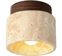 Générique Plafonnier LED Semi-encastré en Travertin Naturel - Suspension Moderne en Pierre pour Couloir, Cuisine, Entrée, Salon - Luminaire Compact Style Ferme VintageWalnut,One Size