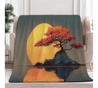 Générique Plaid Couverture Érables Coucher De Soleil 180x200 cm Plaid Polaire Flanelle Imprimée 3D Douce Chaude pour Canapé et Lit, Couverture Polaire Décorative Salon et Chambre