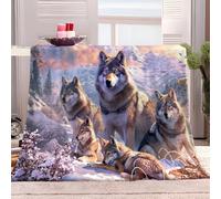 Générique Plaid Couverture Extra Doux 220x240 cm Loup Animal De Montagne De Neige Couvre-lit Multi-usages Canapé, Plaid pour lit, Couverture Foulard Doux et Chaude Plaid Canapé Flanelle