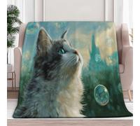 Générique Plaid Couverture Fantastique Animaux Chats 180x200 cm Plaid Polaire Flanelle Imprimée 3D Douce Chaude pour Canapé et Lit, Couverture Polaire Décorative Salon et Chambre