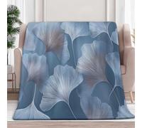Générique Plaid Couverture Feuilles De Ginkgo Argentées 180x200 cm Plaid Polaire Flanelle Imprimée 3D Douce Chaude pour Canapé et Lit, Couverture Polaire Décorative Salon et Chambre