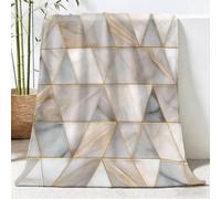 Générique Plaid Couverture Polaire, Luxe Nordique Impression Douce Flanelle Couverture de Lit Plaid, Géométrie Motif Marbre Ligne Dorée Jeté de Canapé Convient Adultes et Enfants Rester, 80x150 cm