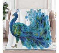 Générique Plaid Couverture Polaire Paon Bleu 180x200 cm Jeté de Canapé Couverture lit Flanelle Impression 3D, Plaid Fourrure Grand Chaud et Doux en Peluche