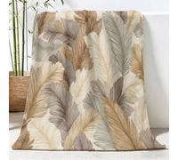 Générique Plaid Couverture Polaire, Vintage Nordique Impression Douce Flanelle Couverture de Lit Plaid, Plante Feuille Jeté de Canapé Convient Adultes et Enfants Rester, 130x150 cm