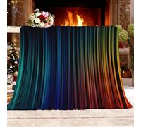 Générique Plaid Doux et Confortable Canapé Couverture Texture RayéE Moderne Couverture Polaire Flanelle Coloré pour Canapé Lit Pique-Nique en Camping Parc-Jardin Plage XXL 180x220cm