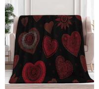 Générique Plaid Polaire Cœur Rouge Fleur 180x200 cm Couverture Flanelle pour Canapé et Lit, Couverture Sherpa Douce Et Chaude pour Bébé Enfant et Adulte, Hypoallergénique