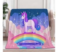 Générique Plaid Polaire Licorne De Dessin Animé 180x200 cm Couverture Plaid Lits Jeté de Canapé en Flanelle, Couverture Chaude, Douce et Épaisse pour Toutes Les Saisons