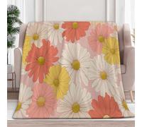 Générique Plaid Polaire Rétro Chrysanthème 180x200 cm Couverture Flanelle pour Canapé et Lit, Couverture Sherpa Douce Et Chaude pour Bébé Enfant et Adulte, Hypoallergénique