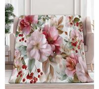 Générique Plaid Polaire Rétro Floral Végétal 180x220 cm Couverture Flanelle pour Canapé et Lit, Couverture Sherpa Douce Et Chaude pour Bébé Enfant et Adulte, Hypoallergénique