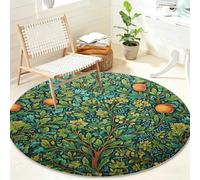 Générique Plante Tapis Rond Poil Ras Lavable et Antidérapant, William Morris Tapis Circulaire pour Salon Chambre Bureau, Feuilles Tapis Doux 80 cm pour Décoration Intérieure