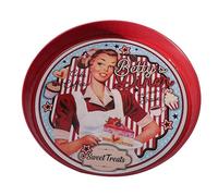 Générique Plaque de stockage Rond Vintage en Fer, Plateau de rangement compact américain, Assiette de service métallique solide, Adapté pour fruits et bonbons, Usage familial et