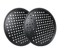 Générique Plaques à pizza en acier carbone avec perforations libérant de | Bases perforées en acier carbone, sortie de vapeur pour croûtes croustillantes, ensemble de cuisson rond