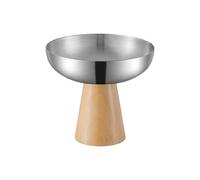 Générique Plat à dessert en acier inoxydable avec base en bois Bol à crème glacée élégant à tige haute, idéal pour les réunions de famille, repas en plein air, tasse à dessert