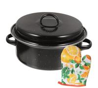 Générique Plat à Rôtir en Fonte Émaillée 26 Cm avec Couvercle, Double Poignée, Accessoire de Cuisine pour Barbecue, Cuisine Maison et Fêtes Plusieurs styles