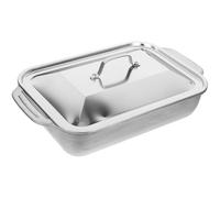 Générique Plat à Rôtir Inox Rectangulaire Argenté pour Grillades et Cuisson Four, Plateau Profond pour Fruits de Mer et Viandes