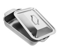 Générique Plat à Rôtir Inox Rectangulaire, Plateau de Service en Acier Inoxydable avec Couvercle, pour Cuisson au Four et Grillades de Poisson, 1 Ensemble, Usage Maison