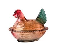 Générique Plat de bonbons de poule en verre, bol de bonbons couvert décoratif avec couvercle verres en forme de poulet pot de bonbons bol de collations plat de poule en verre