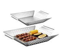 Générique Plateau Barbecue 2 pièces, Panier poreux Trou Viande Poisson | Acier inoxydable robuste, passe au lave-vaisselle, passe au four jusqu'à 500F, cuisson saine sans revêtement