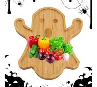 Générique Plateau De Nourriture Fantôme En Bois Naturel - Planche De Charcuterie Fantôme D'Halloween | Assiette De Service Effrayante, Planche Apéritive Et Plateau Décoratif Pour Fêtes Et Buffets