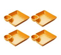 Générique Plateau Sauce Compartimenté | Set 4 Pièces PP Réutilisable Assiette Gyoza Japonaise Chips Salsa Fruits Apéritif | Plateau Snack Facile Nettoyage