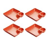 Générique Plateau Sauce Compartimenté | Set 4 Pièces PP Réutilisable Assiette Gyoza Japonaise Chips Salsa Fruits Apéritif | Plateau Snack Facile Nettoyage