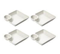 Générique Plateau Sauce Compartimenté | Set 4 Pièces PP Réutilisable Assiette Gyoza Japonaise Chips Salsa Fruits Apéritif | Plateau Snack Facile Nettoyage