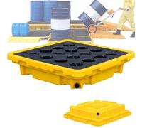 Générique Plateforme de rétention des déversements avec Drain et accès pour Chariot élévateur, Plateau modulaire empilable pour fûts, Base étanche, Robuste, 67 x 67 x 15