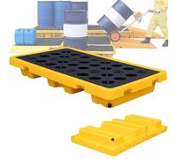 Générique Plateforme empilable de rétention des déversements avec Poches de Drainage et de Chariot élévateur, bac modulaire étanche pour fûts (130 x 68 x 15 cm), Robuste