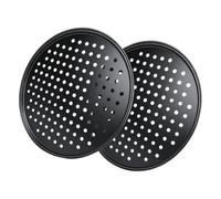 Générique Plats à pizza ronds avec fonds perforés et rebords surélevés | Finition antiadhésive pour un service fluide, évacuation de la vapeur pour une croûte croustillante,