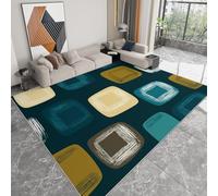 Générique Pliable Tapis Couleurs Neutres Abstrait Blocs de Couleurs Modèle pour Salon 140 x 200cm, Bleu-Vert D'éveil Lavables avec Dos Antidérapant Tapis à Poils Courts pour Bureau Filles Garçons