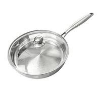 Générique Poêle à frire en acier inoxydable avec couvercle, 22/24/26/28 cm | Poêle en acier inoxydable sans revêtement, poêle antiadhésive pour toutes les tables de cuisson