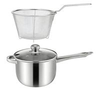 Générique Poêle à Frites avec Panier et Couvercle, Friteuse en Acier Inoxydable avec Poignée Auxiliaire, pour Frites Et Aliments Frits, Pour À Induction, Cuisinière Ou Cuisinière Électrique