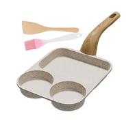 Générique Poêle à Œufs Antiadhésive | Poêle à Pancakes Antiadhésive 3 Sections avec Spatule et Pinceau | Divisée pour Friture Cuisson | Cuisine Salle à Manger