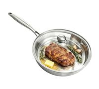 Générique Poêle en acier inoxydable | Poêle antiadhésive avec couvercle | Ustensiles de cuisine de qualité alimentaire, pour œufs, crêpes, Steak, maison, appartement, Camping, cuisinière à gaz à